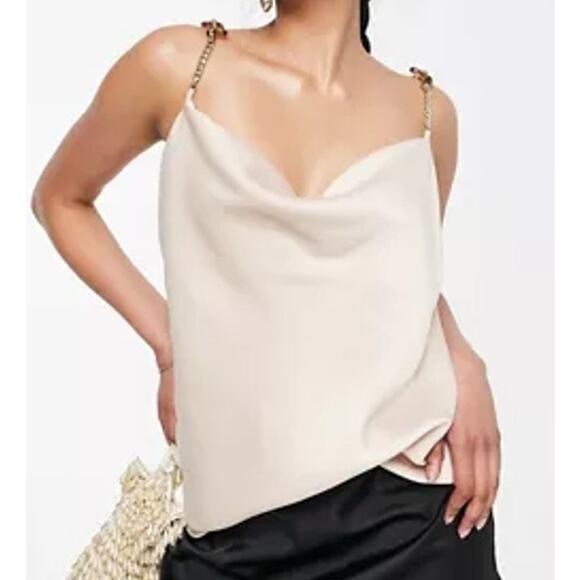 New ~ RIVER ISLAND ~ Cowl Neck Chain Strap Camisole 4 - Picture 1 of 8